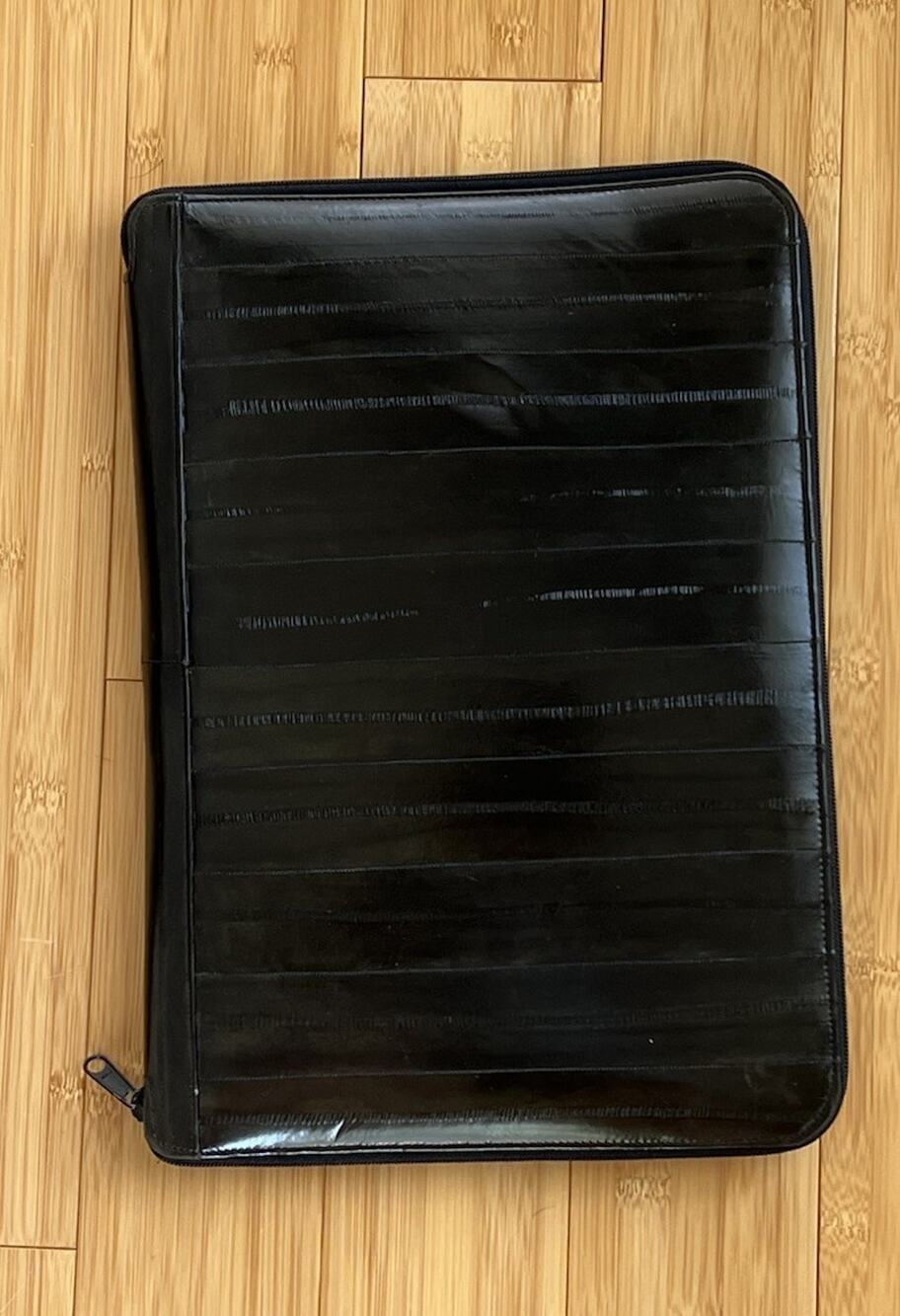 vtg Eel Skin Clutch Portfolio Folder Brown Zip Around Document Case 15x10.5”
